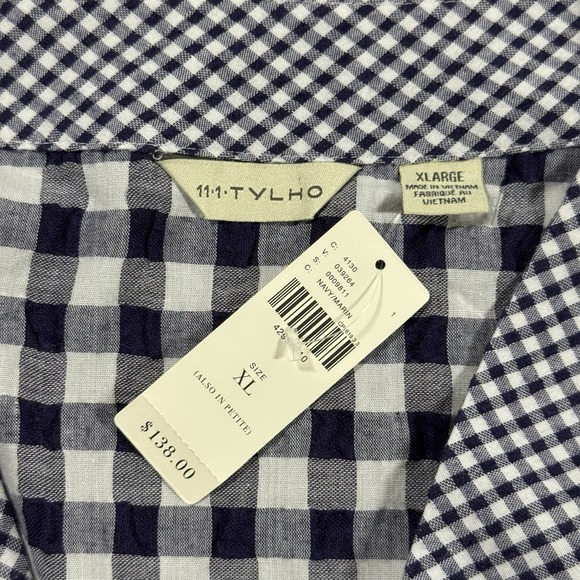 Anthropologie 11.1 TYLHO Women's Size XL Blue White Gingham Tunic‎ Dress - Picture 7 of 11